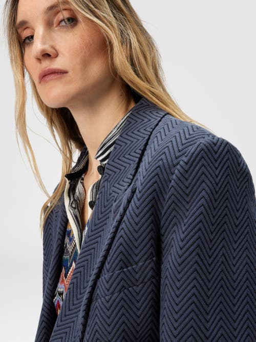 Missoni Single-breasted Blazer With Zigzag Pattern In Blue