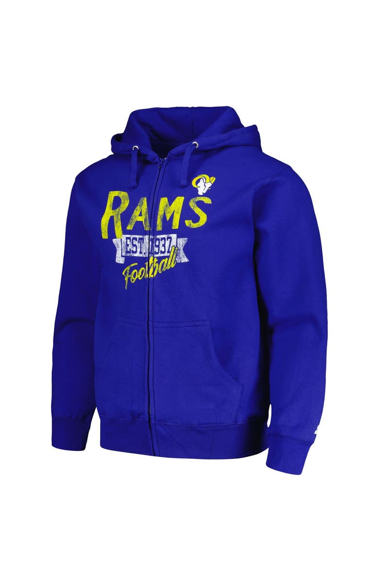 STARTER Men's Starter Royal Los Angeles Rams Domestic Post Season Full-Zip Hoodie, Alternate, color, Royal