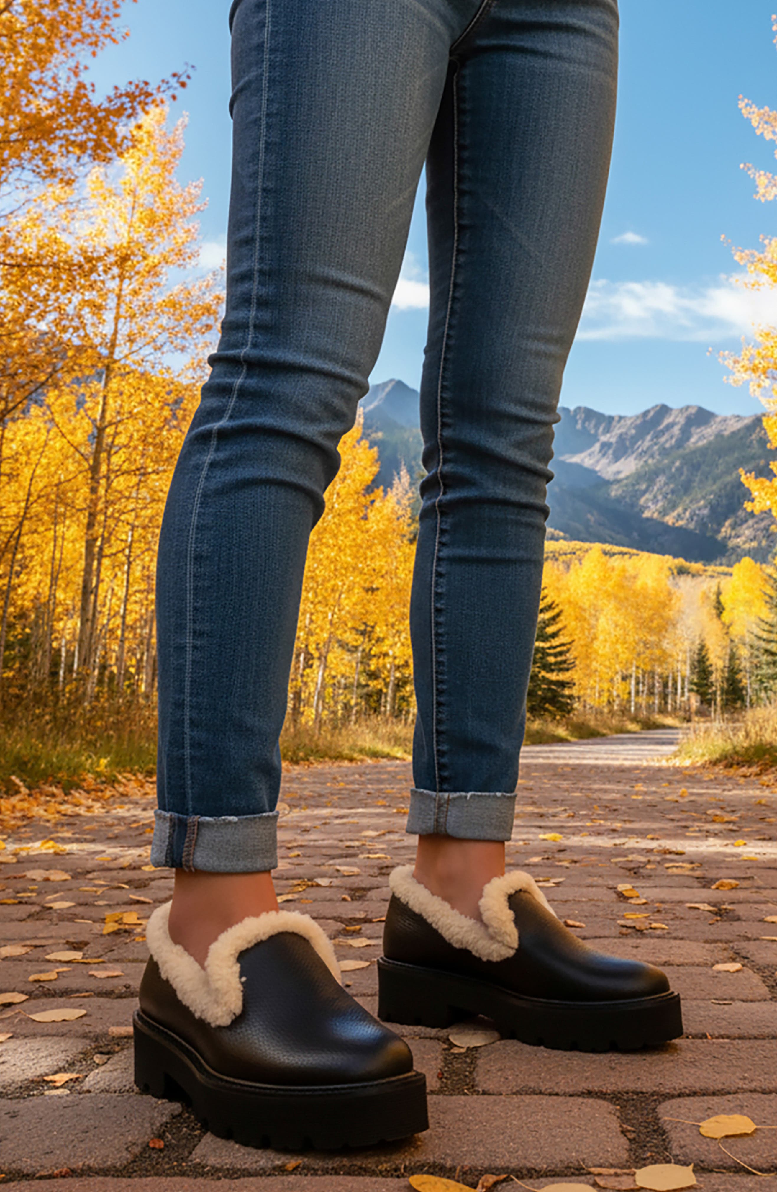 BEAUTIISOLES Rio Faxu Shearling Trim Loafer, Alternate, color, Black