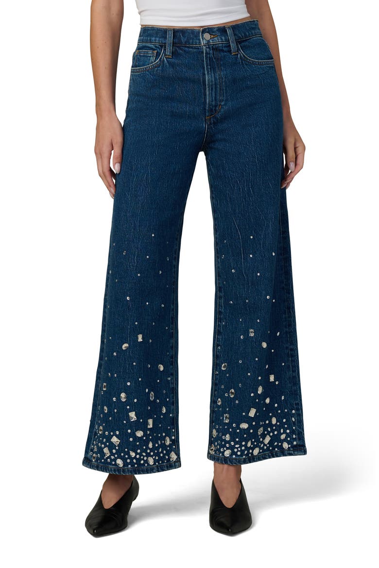 The Mia Stone Embellished Ankle Wide Leg Jeans, Main, color, CRYSTAL SKY