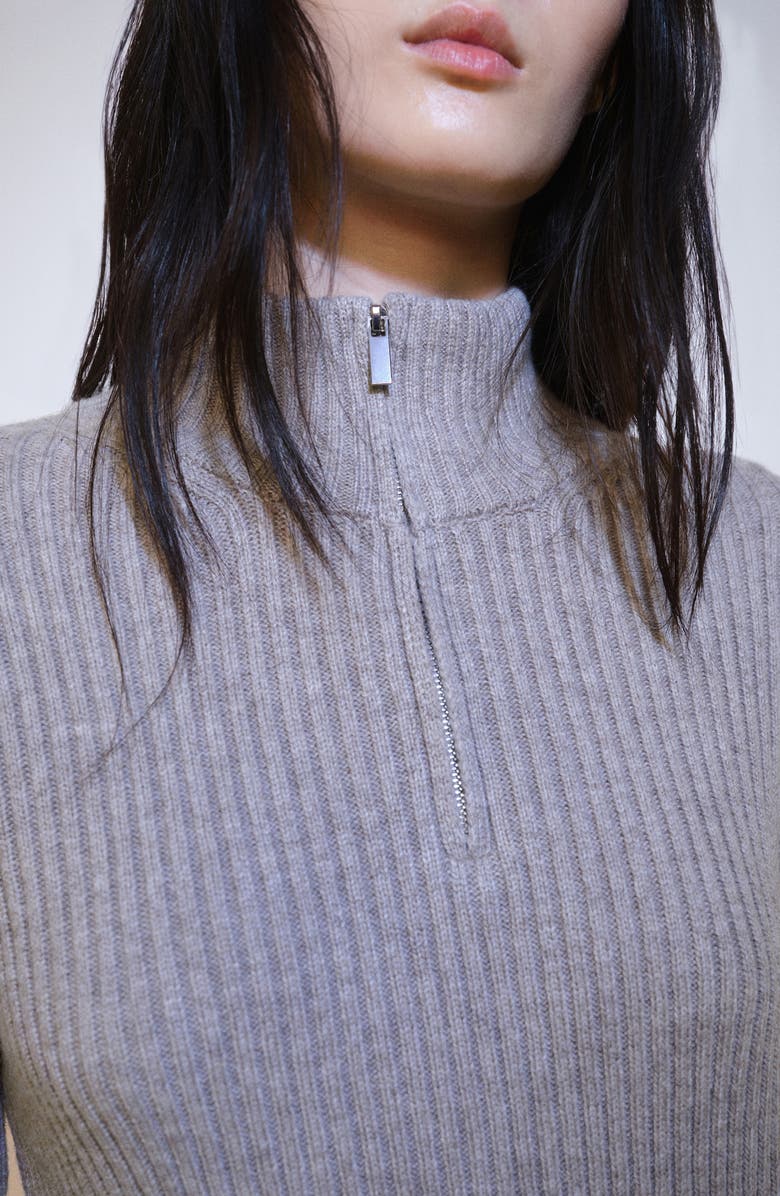 MANGO Rib Quarter Zip Sweater, Alternate, color, 