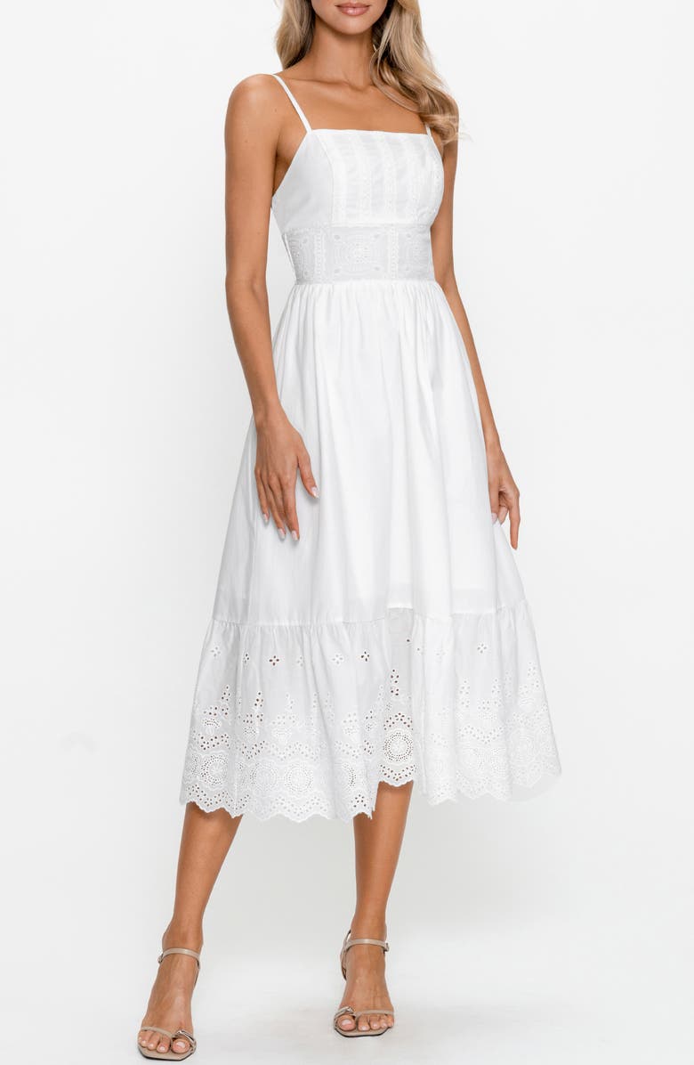 PS By Cupshe Sleeveless Cotton Fit & Flare Midi Dress, Alternate, color, White