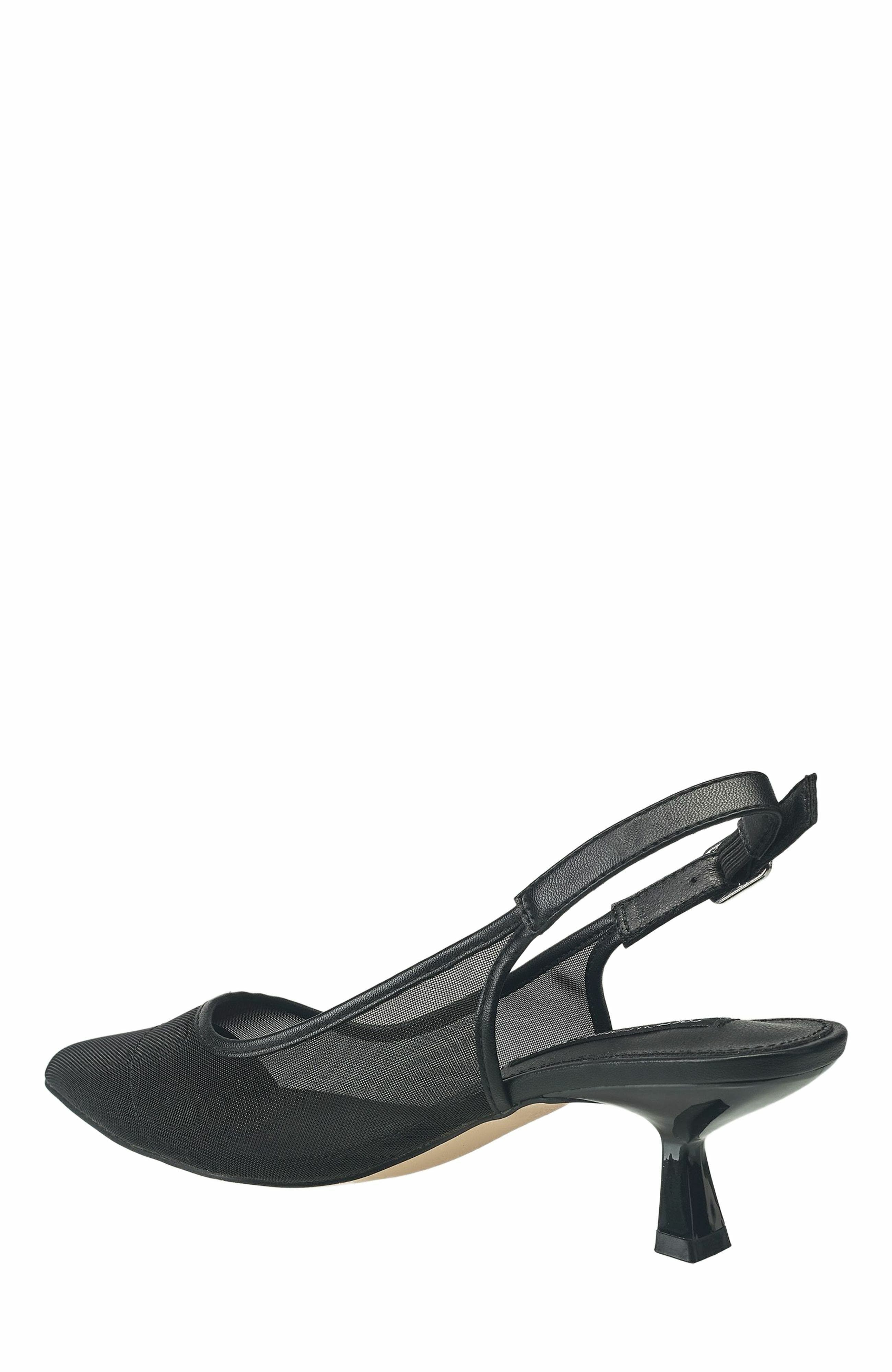 French Connection Elea Mesh And Stone Slingback, Alternate, color, Black