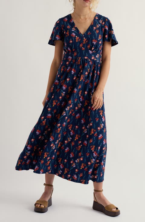 Chateaux Floral Organic Cotton Midi Dress