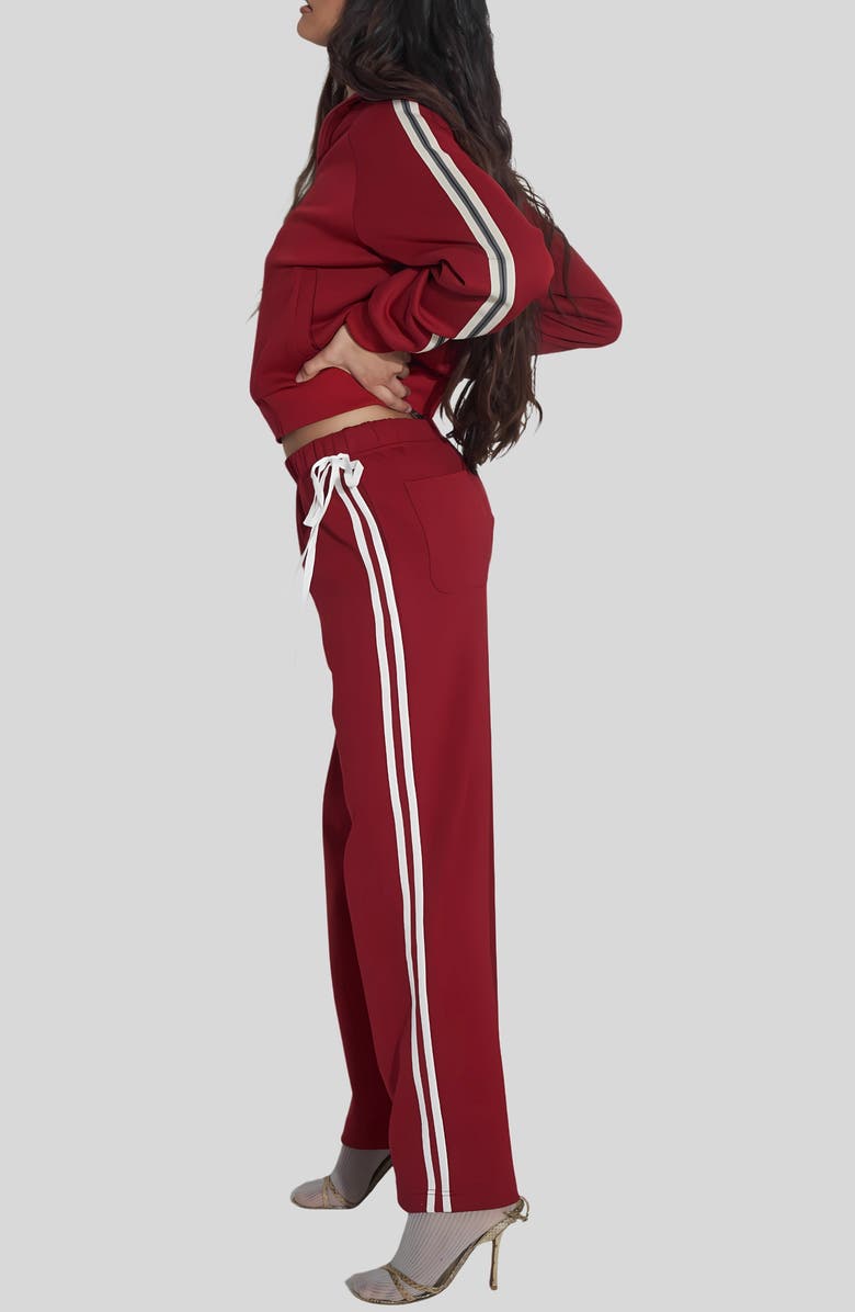 Find Me Now Bow Stripe Ponte Track Pants, Alternate, color, Deep Red