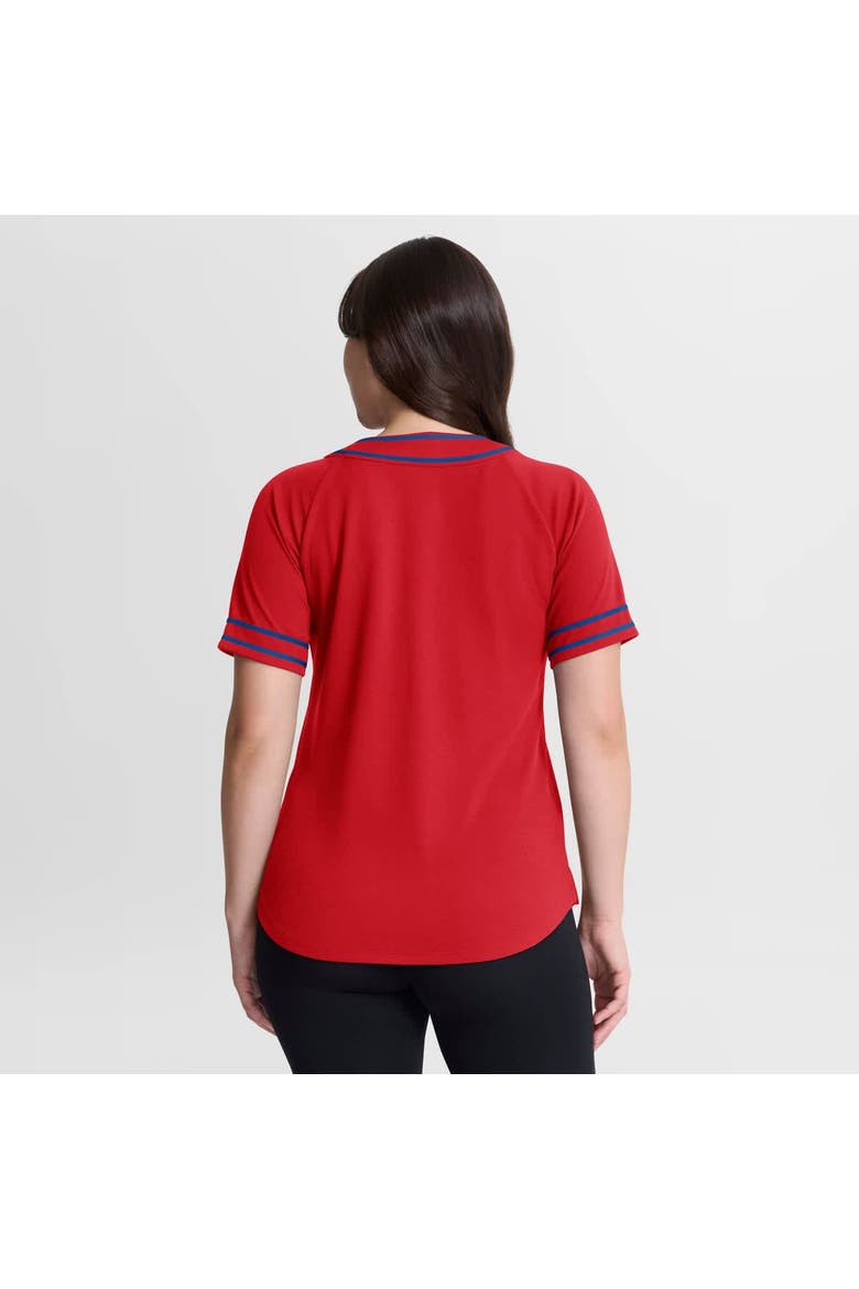 Women's Fanatics Red Philadelphia Phillies Diva Race Ahead Raglan V-Neck T-Shirt, Alternate, color, Red