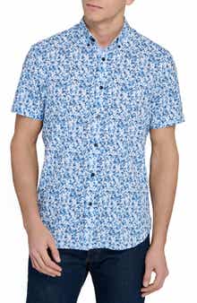 CONSTRUCT Slim Fit 4-Way Stretch Short Sleeve Button-Up Performance Shirt