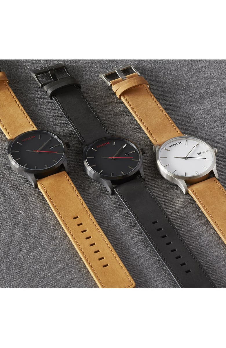 MVMT WATCHES MVMT Leather Strap Watch, 45mm, Alternate, color,