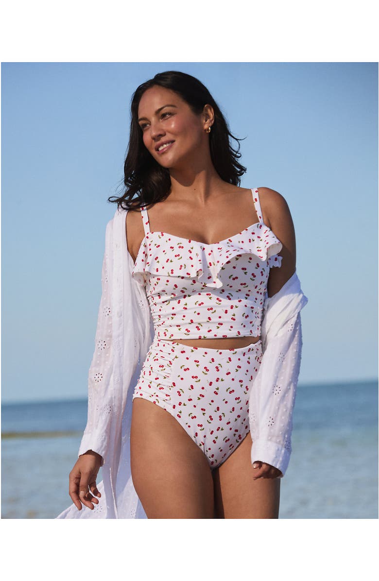 Lands' End Ruffle Midkini Set, Alternate, color, Cherry Jam Cherries/White