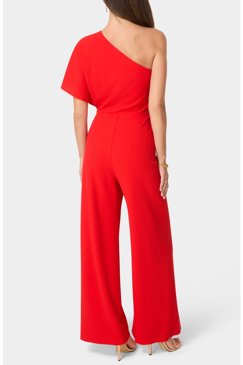 One-Shoulder Cape Jumpsuit, Alternate, color, RED