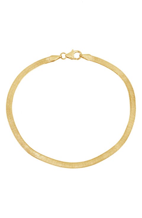14K Gold Herringbone Bracelet, 2.8mm