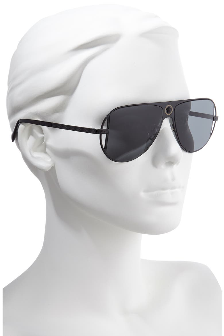 57mm Pilot Aviator Sunglasses, Alternate, color, MATTE BLACK