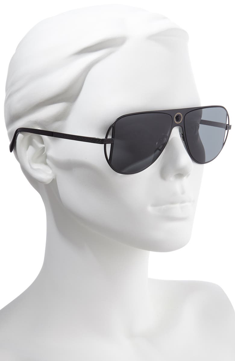 Versace 57mm Pilot Aviator Sunglasses, Alternate, color, Matte Black
