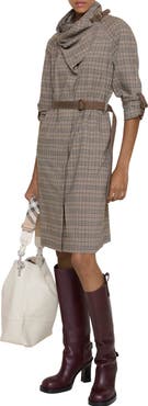 Burberry Scarf Collar Check Wool Dress