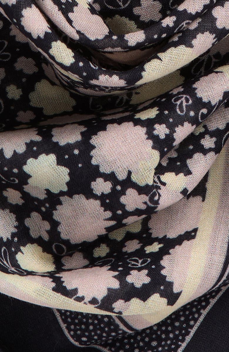 Treasure & Bond Cotton Gauze Bandana, Alternate, color, Navy Blooming Flowers