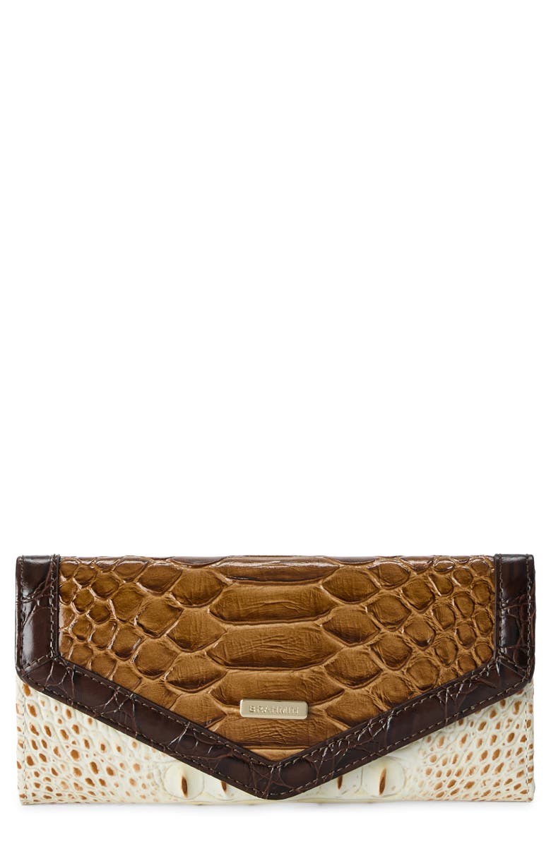 Brahmin Veronica Croc Embossed Leather Wallet, Main, color, 