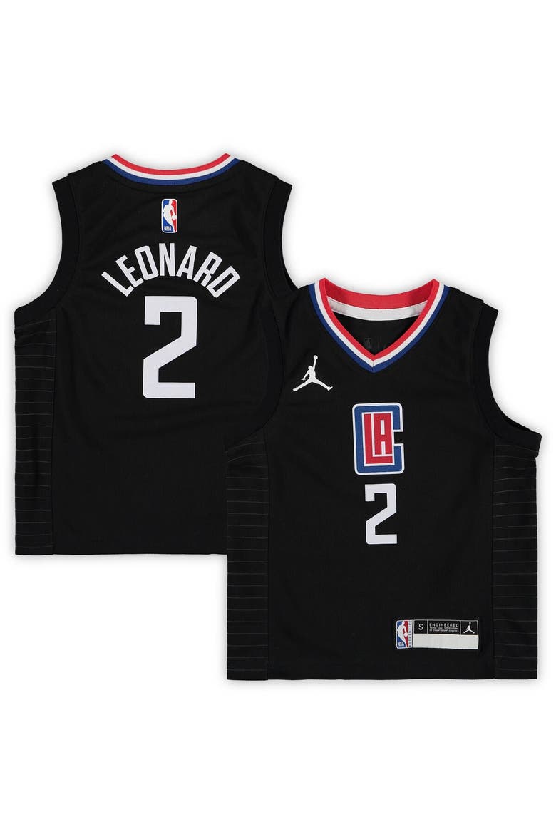 Preschool Jordan Brand Kawhi Leonard Black LA Clippers 2020/21 Fast Break Replica Jersey - Statement Edition, Main, color, Black