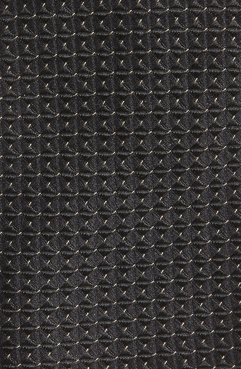 Canali Neat Metallic Silk Jacquard Tie, Alternate, color, Black