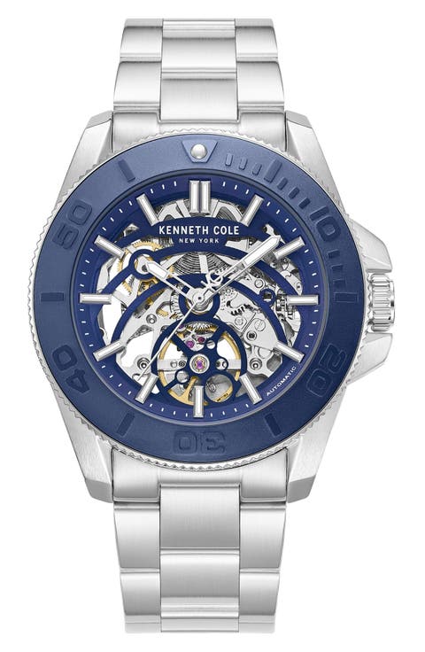 Skeleton Automatic Bracelet Watch, 43mm
