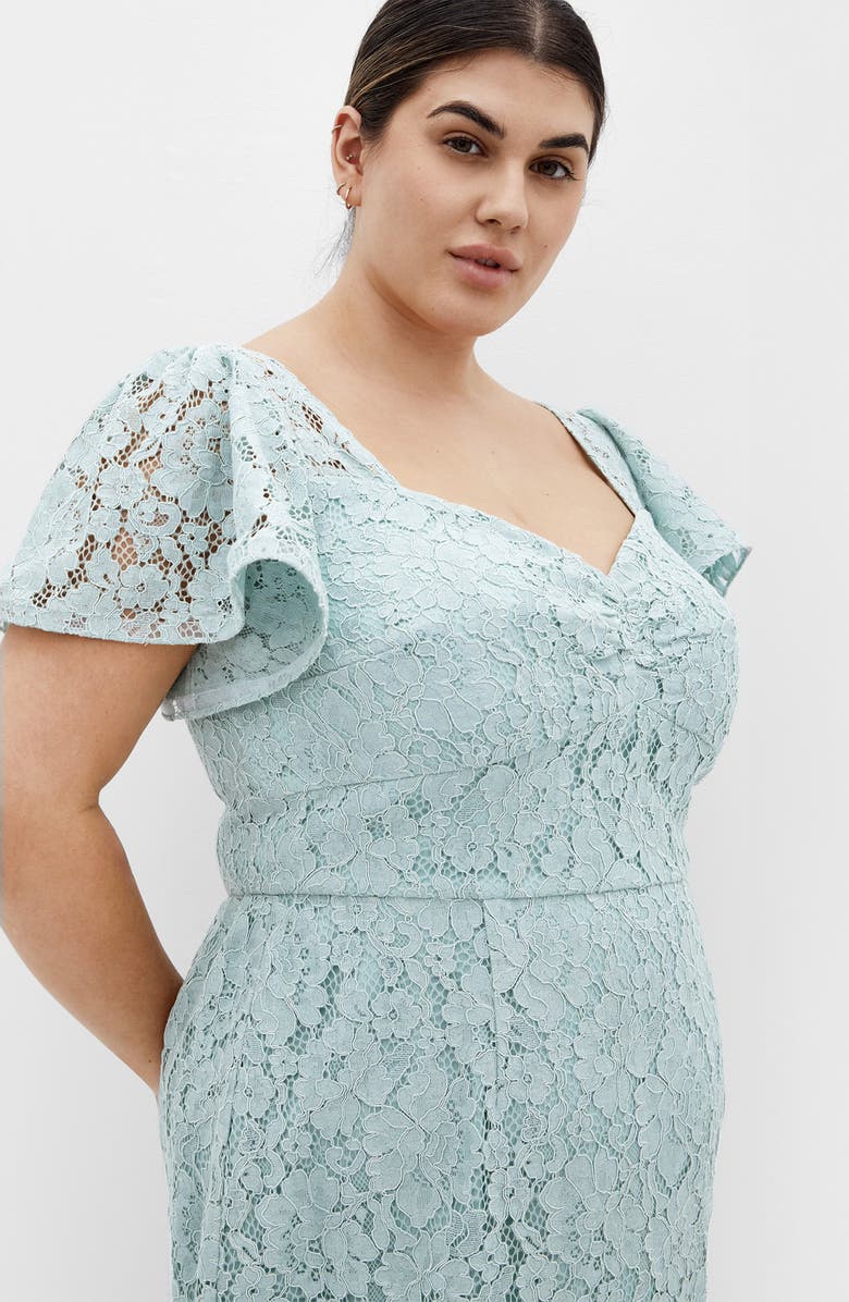 City Chic Maisie Flutter Sleeve Lace Dress, Alternate, color, Ether