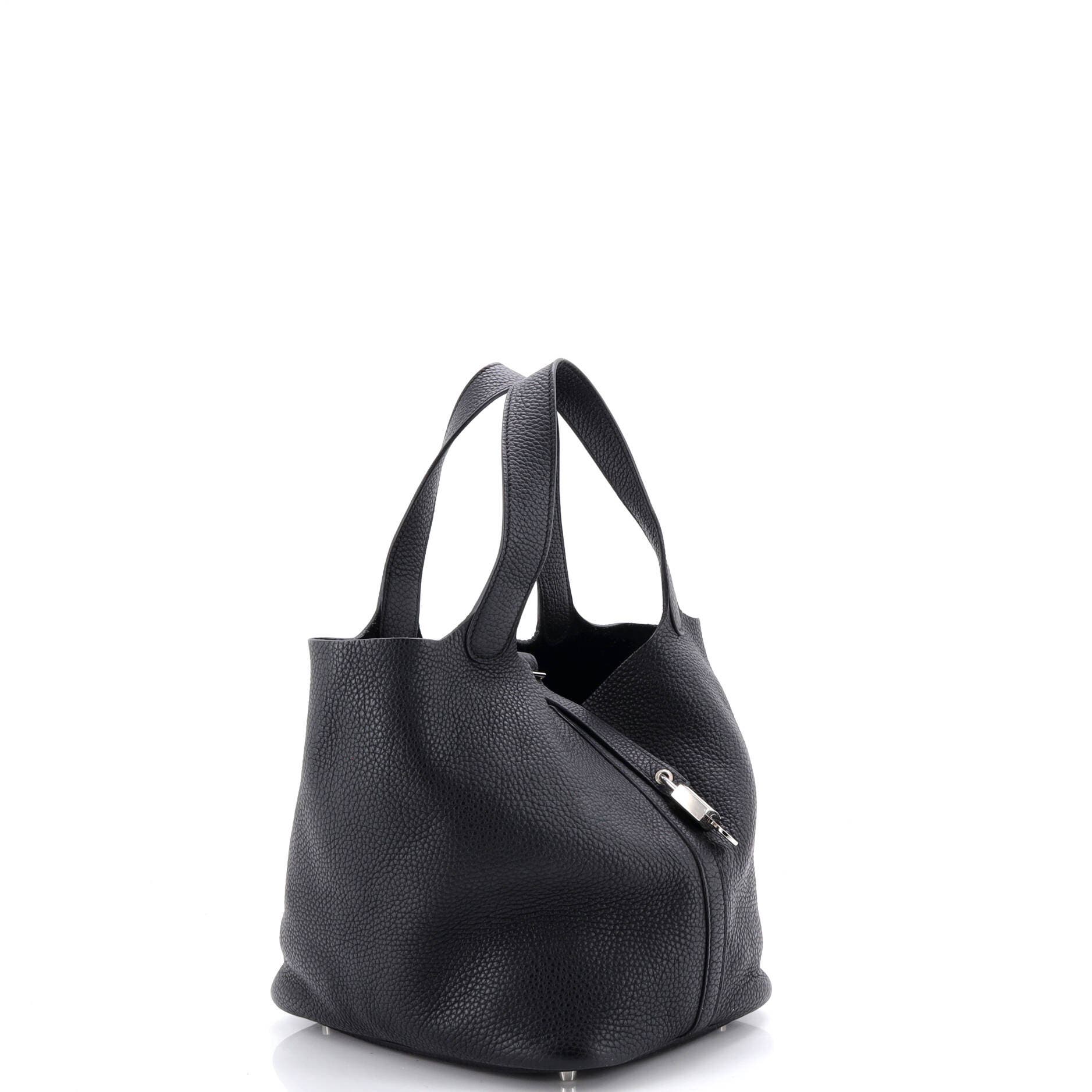 Pre-Owned Hermes Picotin Lock Bag Clemence MM, Alternate, color, Noir