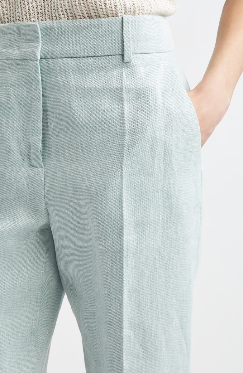 Eleventy Slim Fit Linen Trousers, Alternate, color, Jade