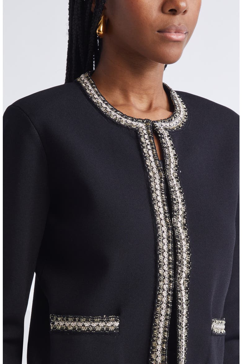 Helen Braided Trim Knit Jacket, Alternate, color, BLACK/ GOLD