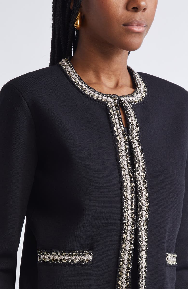 ST. JOHN Helen Braided Trim Knit Jacket, Alternate, color, Black/ Gold