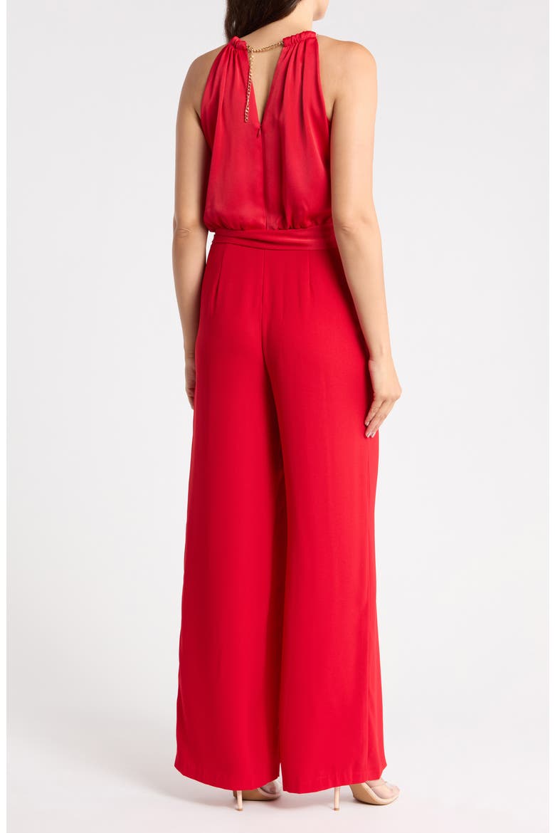 Chain Necklace Satin Jumpsuit, Alternate, color, RED