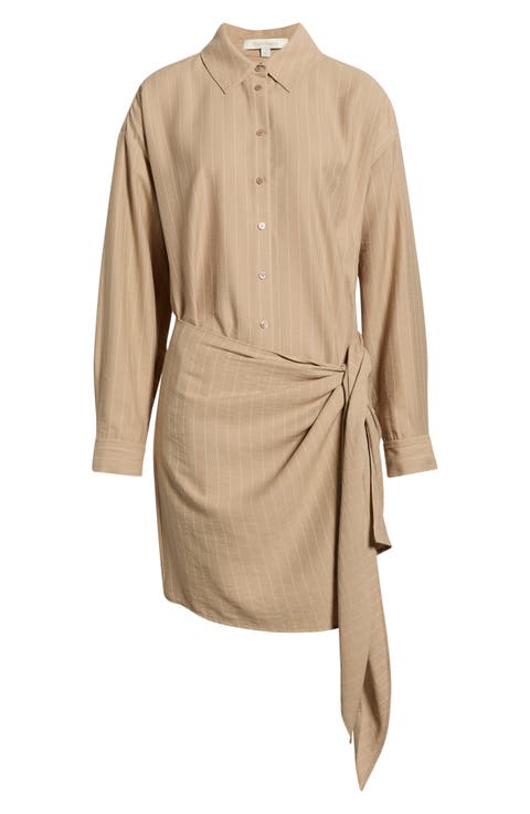 The Sweet Talker Pinstripe Long Sleeve Shirtdress