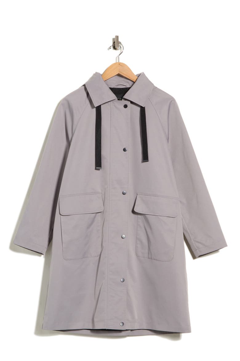 Hooded Long Raincoat, Alternate, color, GREY