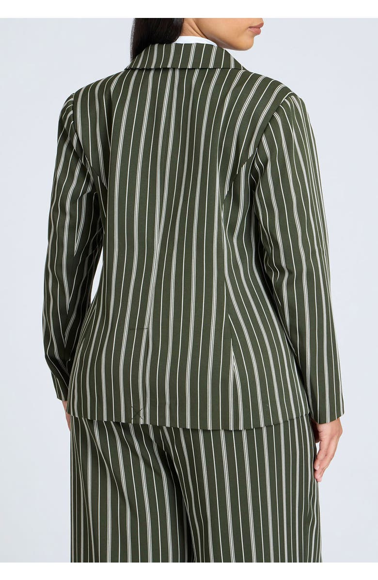 ELOQUII Fitted Striped Blazer, Alternate, color, Green And White