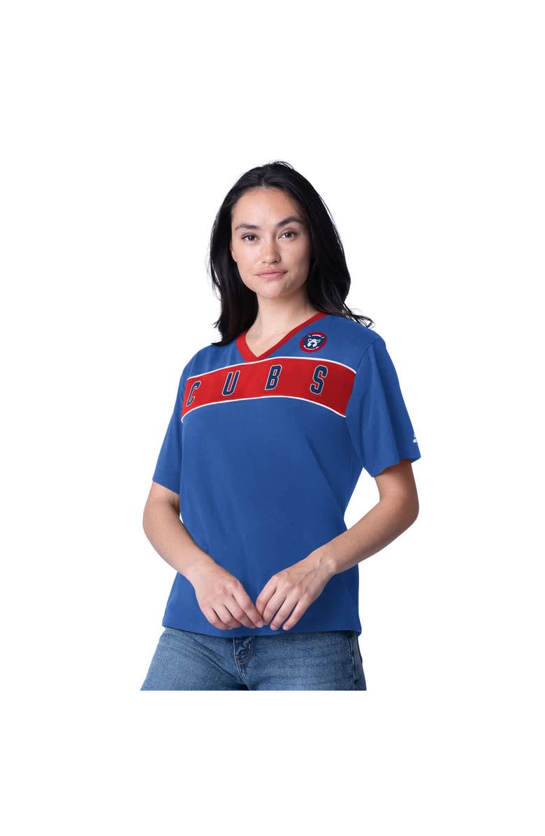 STARTER Women's Starter Royal Chicago Cubs Game Day V-Neck T-Shirt, Alternate, color, 