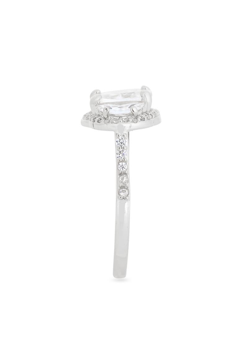 Cubic Zirconia Oval Halo Ring, Alternate, color, CLEAR- SILVER