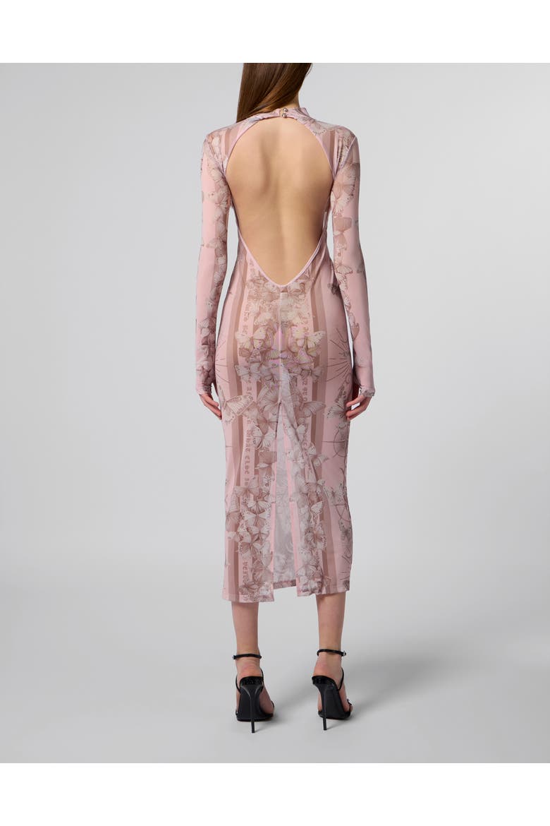 Tulle Maxi Dress Open Back Butterfly Tattoo Women, Alternate, color, rose/pink