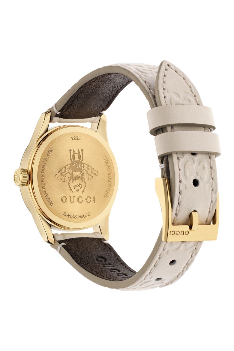 G-Timeless Leather Strap Watch, 27mm, Alternate, color, NO COLOR