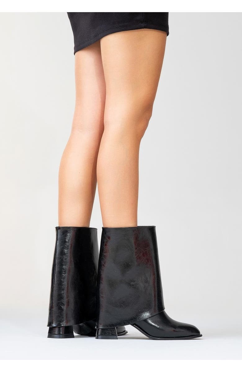 Prologue Shoes Ellas Chunky Heel Boot, Alternate, color, Black Faux Leather