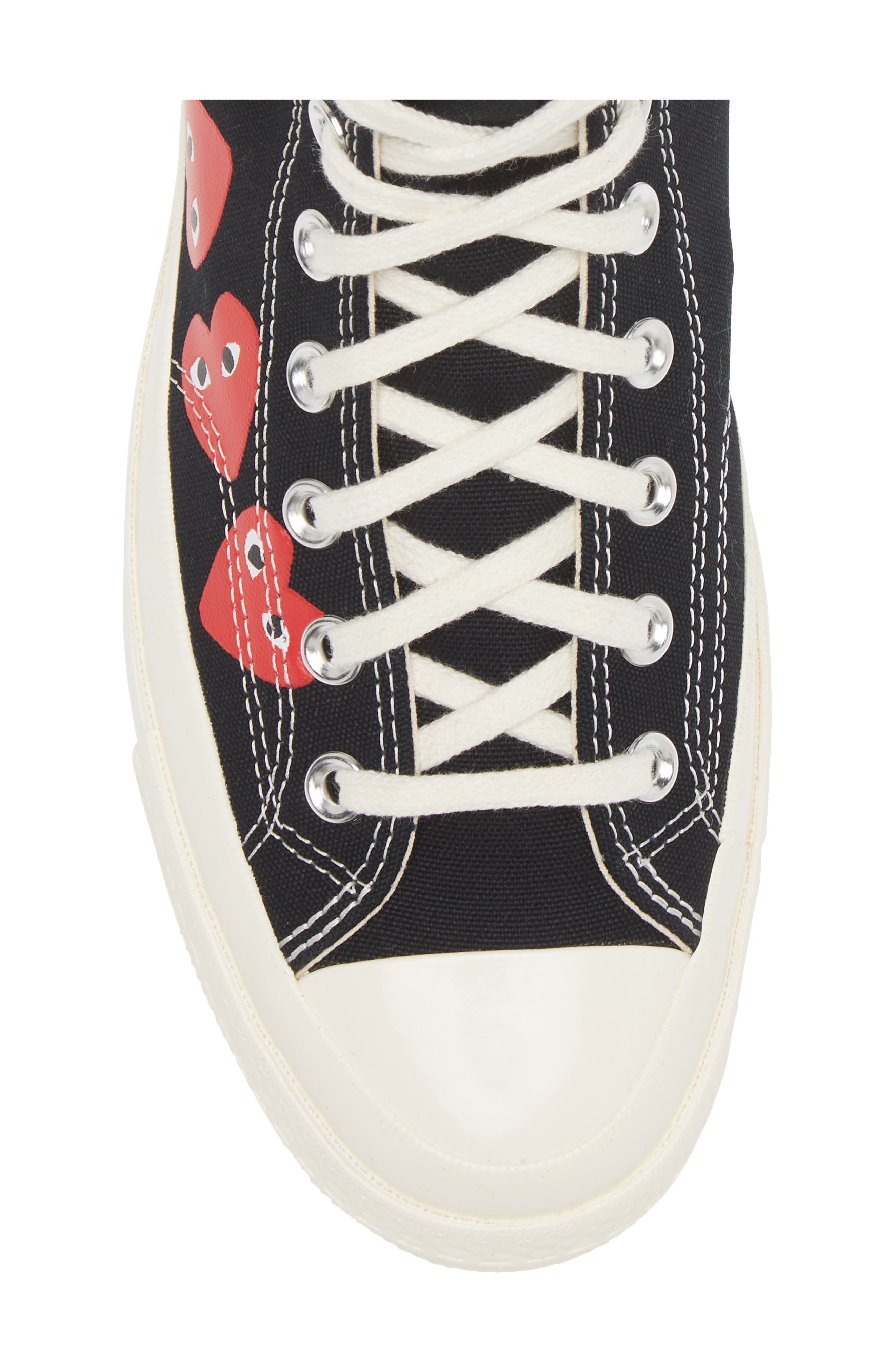 Comme des Garçons PLAY x Converse Gender Inclusive Chuck Taylor<sup>®</sup> Heart High Top Sneaker, Alternate, color, Black