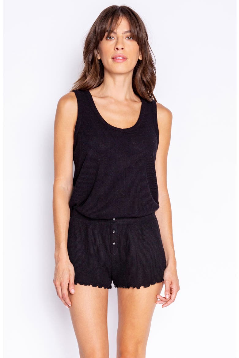 Text Essential Pajama Shorts, Alternate, color, BLACK