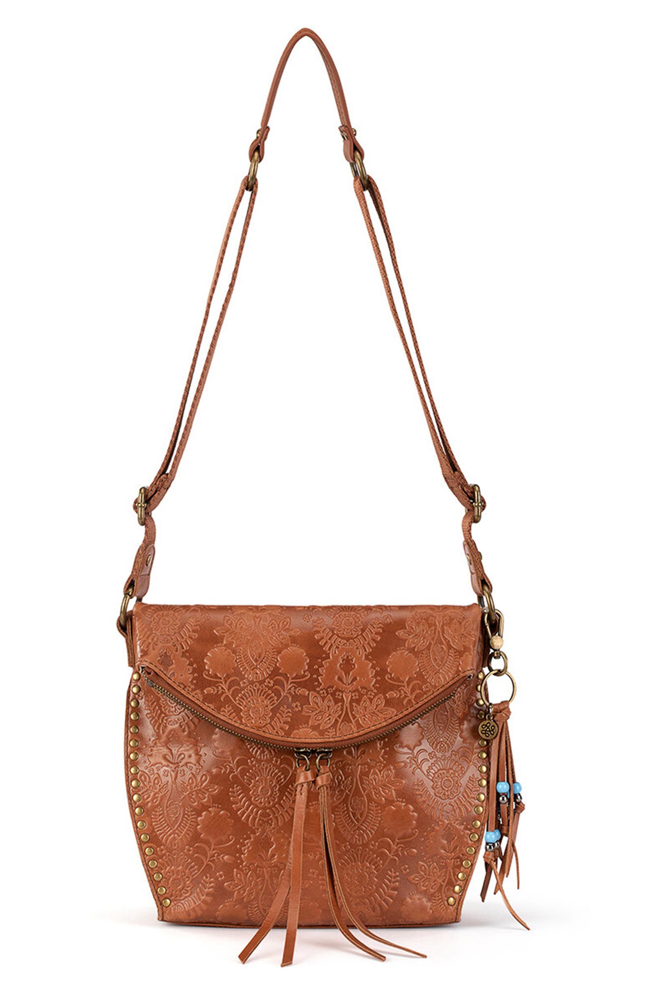 Silverlake Crossbody Bag - Leather, Alternate, color, TOBACCO FLORAL EMBOSSED