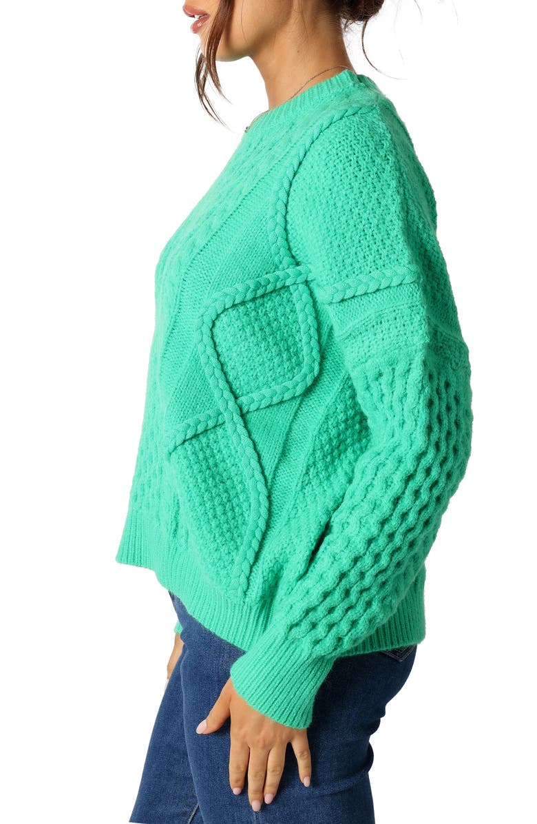 Petal & Pup Bentley Mixed Stitch Oversize Sweater, Alternate, color, Green