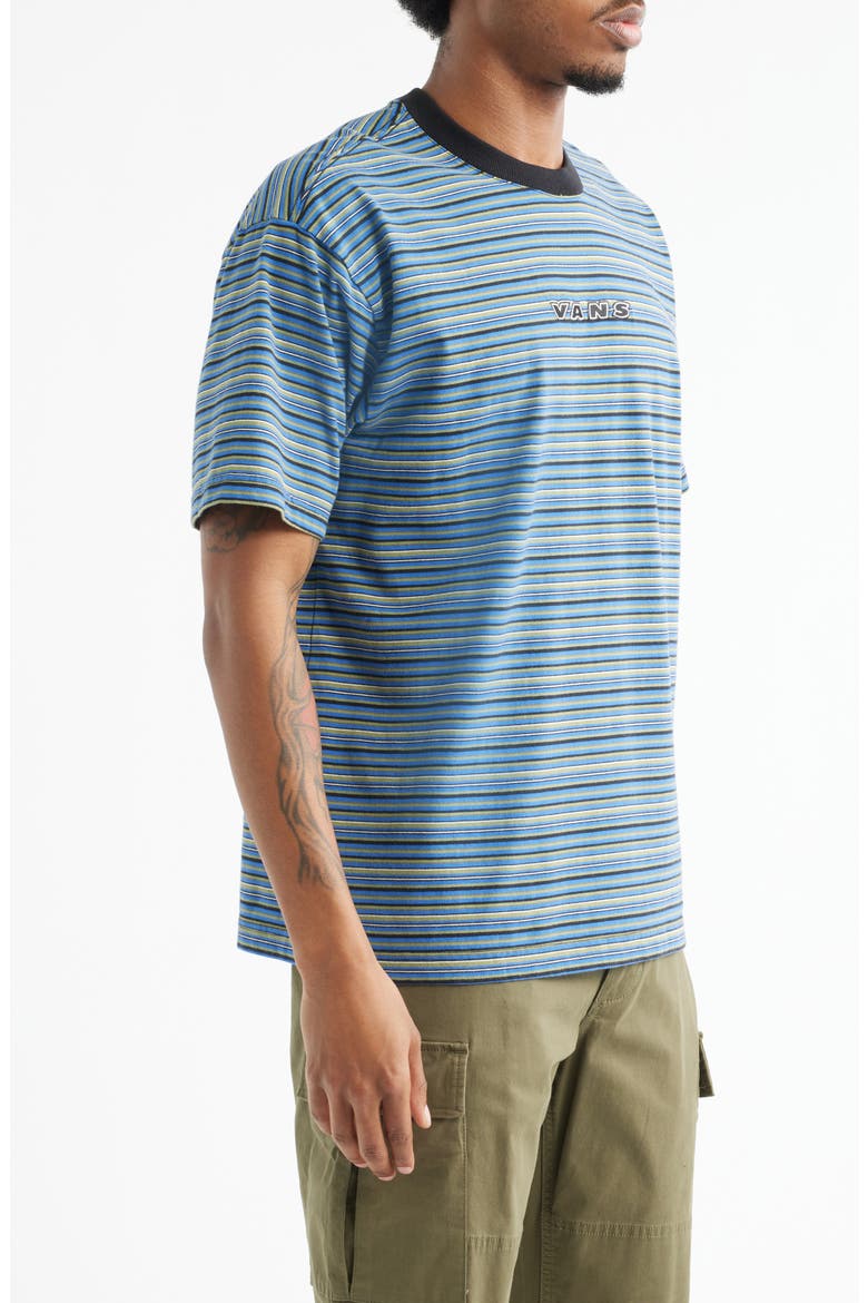 Cameron Stripe Cotton T-Shirt, Alternate, color, BLACK-TRUE BLUE