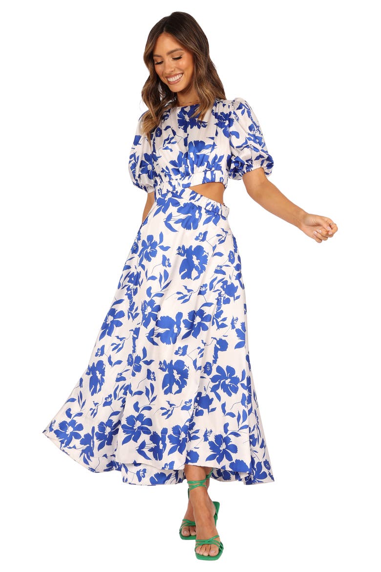 Aminah Puff Sleeve Maxi Dress, Alternate, color, BLUE FLORAL