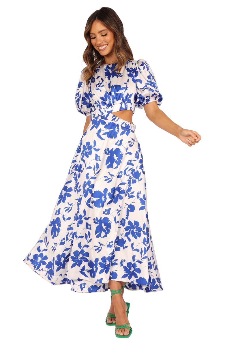 Petal & Pup Aminah Puff Sleeve Maxi Dress, Alternate, color, Blue Floral