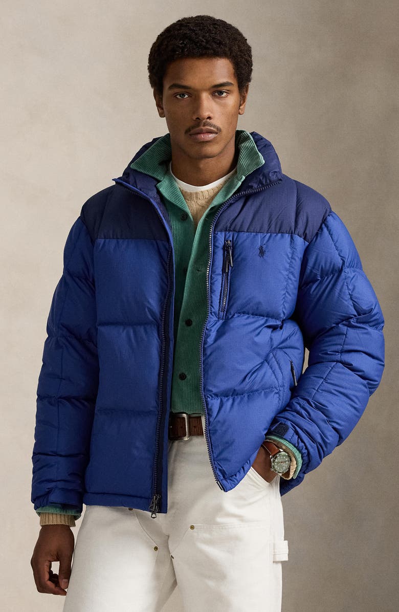 Polo Ralph Lauren The Gorham Down Jacket with Removable Hood, Alternate, color, Newport Navy/ Blue Yacht