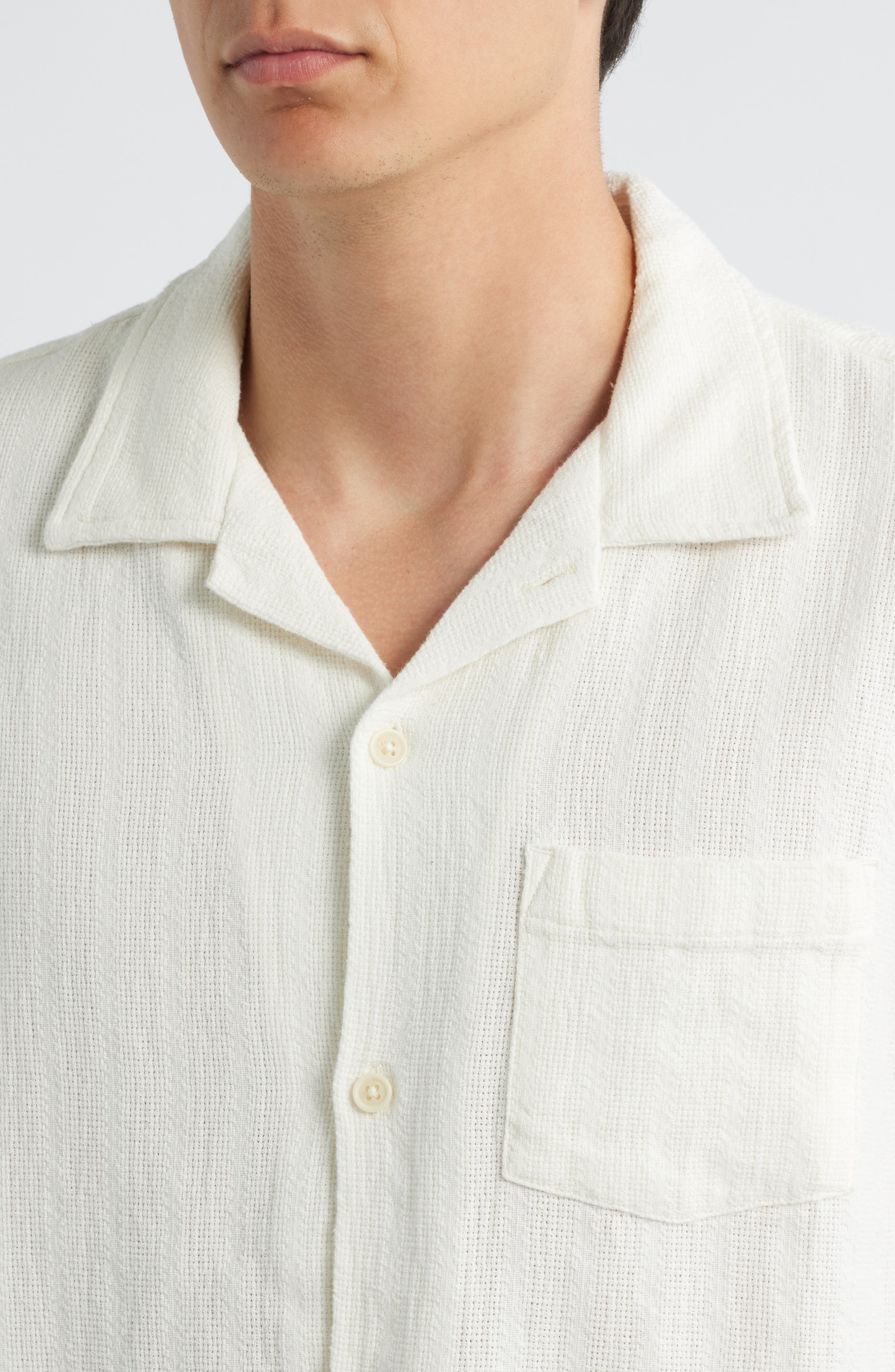 Basket Weave Short Sleeve Button-Up Shirt - image 2
