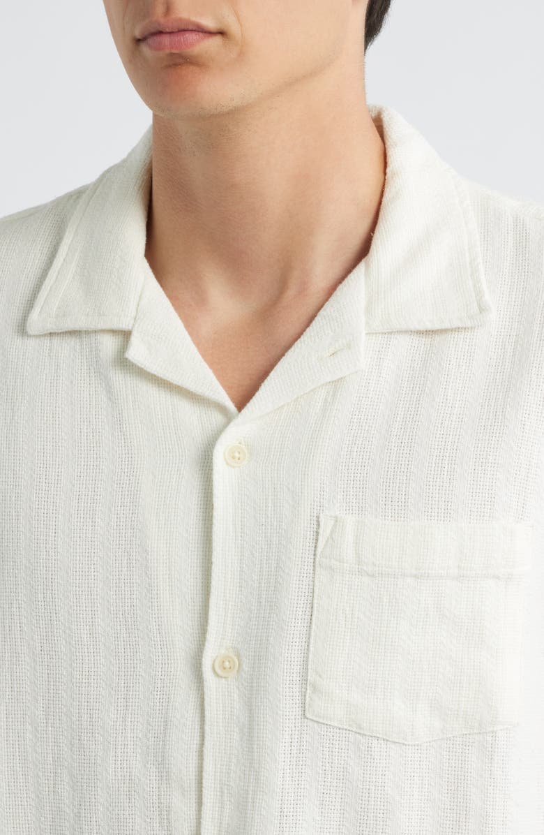Corridor Basket Weave Short Sleeve Button-Up Shirt, Alternate, color, Natural