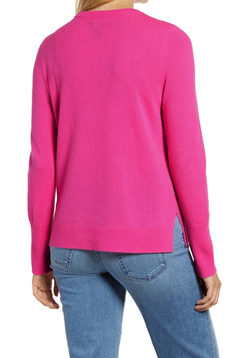 Crewneck Cashmere Sweater, Alternate, color, PINK FLASH