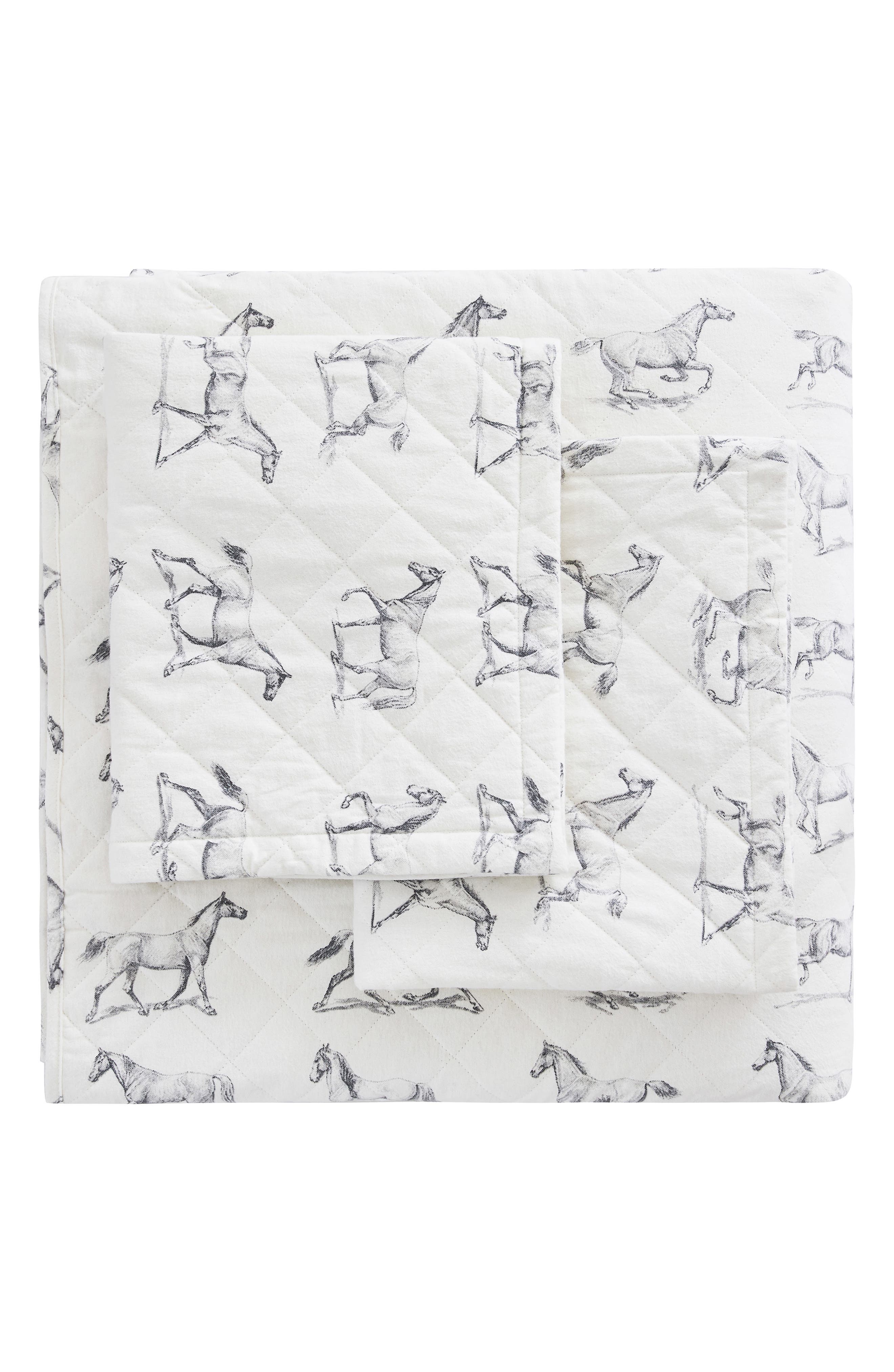 MELANGE HOME Horse Flannel Quilt & Sham Set