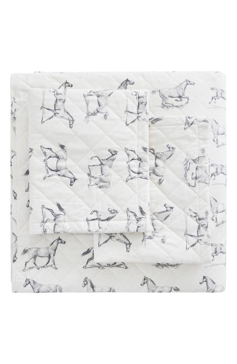 Horse Flannel Quilt & Sham Set